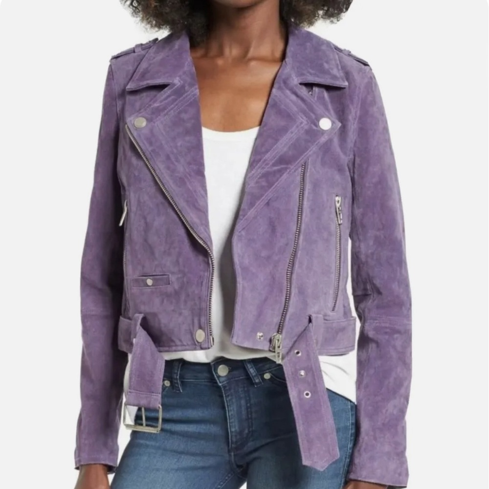 Blank NYC Purple Twilight Suede Moto Leather Jacket